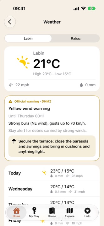 Weather with an official warning