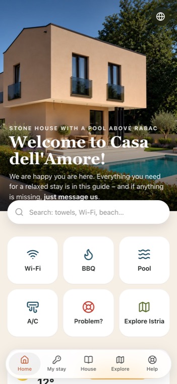 The guide in a phone browser